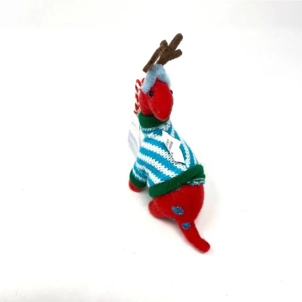 Target Wondershop Christmas Red Plush Dinosaur Ornament Sweater Antlers NWT